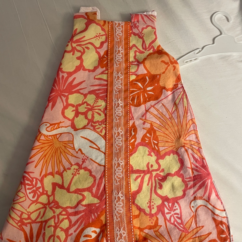 Tropical Floral Kids Dress in Pink and Orange